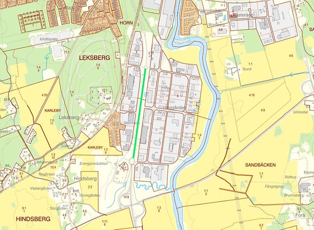 Karta över den del av Göteborgsvägen som ska asfalteras